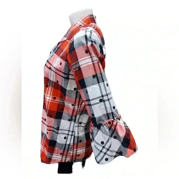 Foxcroft Plaid Wrinkle Free Button Down Top Size 8 - Picture 3 of 9